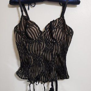 Fredericks of Hollywood black & beige corset